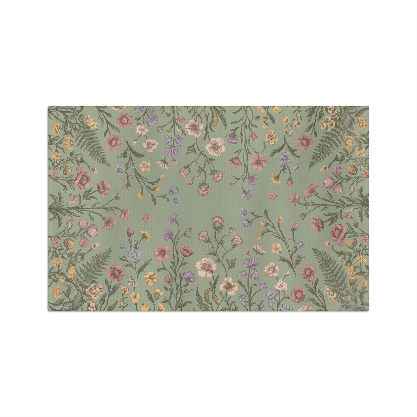 Vintage Wildflower Pattern Microfiber Tea Towel | Botanical Floral Kitchen Linen
