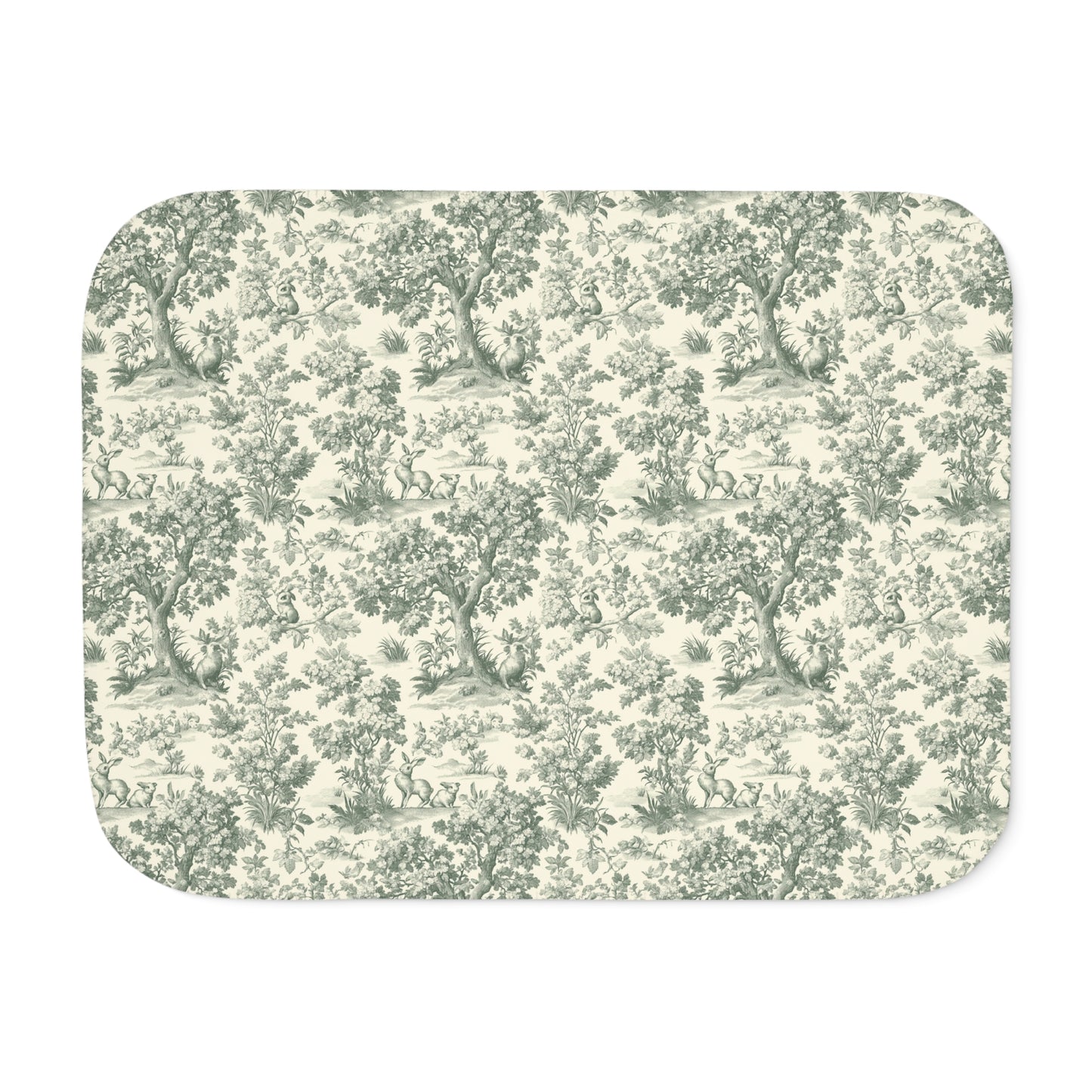 Toile de Jouy Cottage Pattern Sherpa Blanket | Vintage Scenic Toile, Cozy Throw