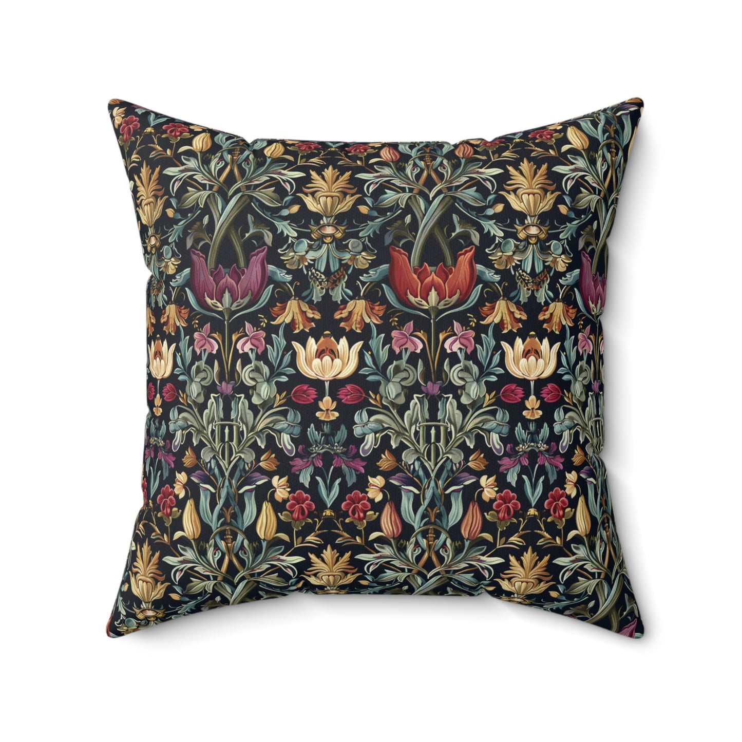 William Morris Style Floral Pattern Pillow | Vintage Botanical Throw Pillow