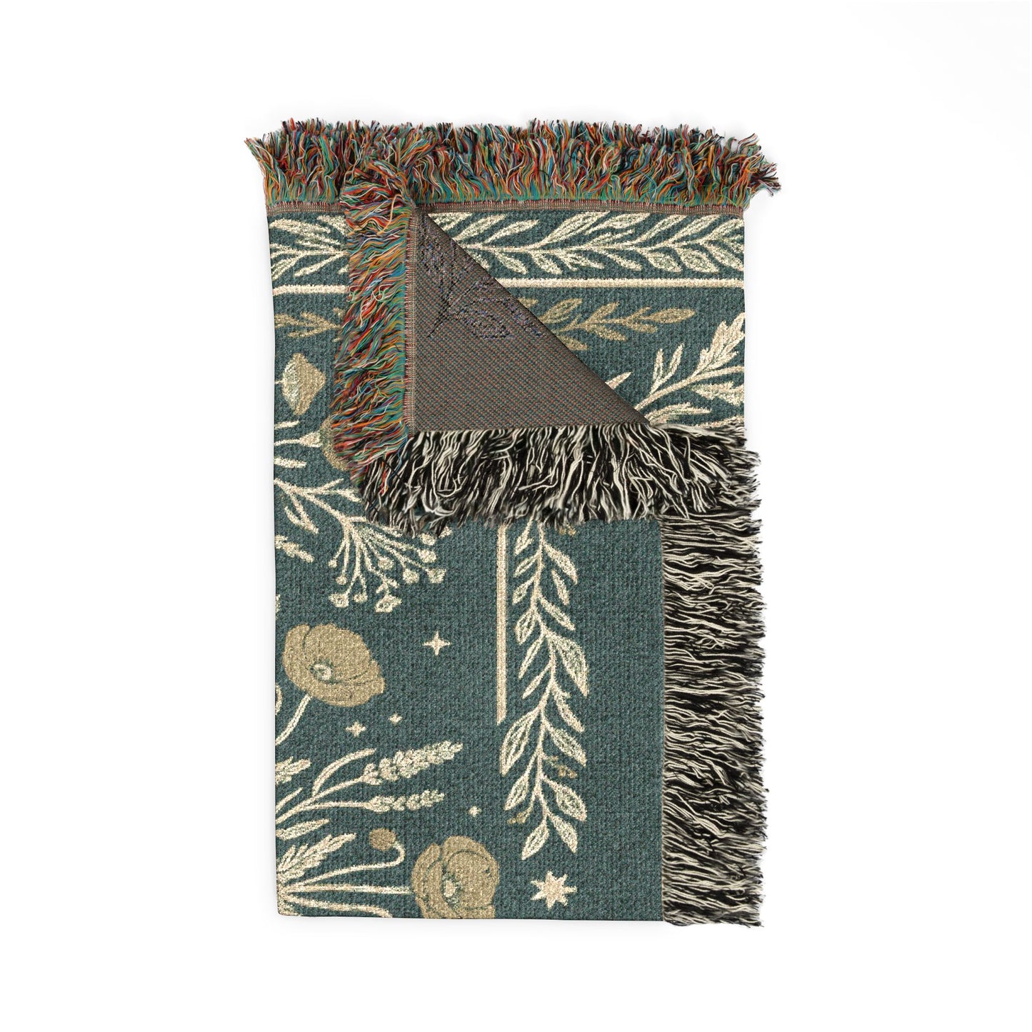 Crescent Moon Floral Woven Blanket | Boho Tapestry Throw
