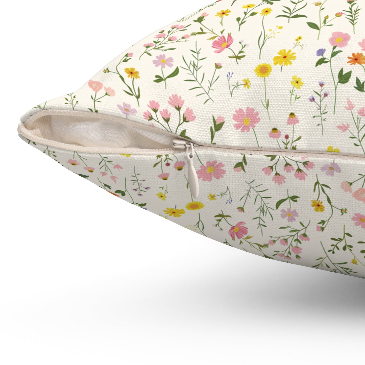 Wildflower Meadow Pillow | Botanical Floral Pattern Square Pillow
