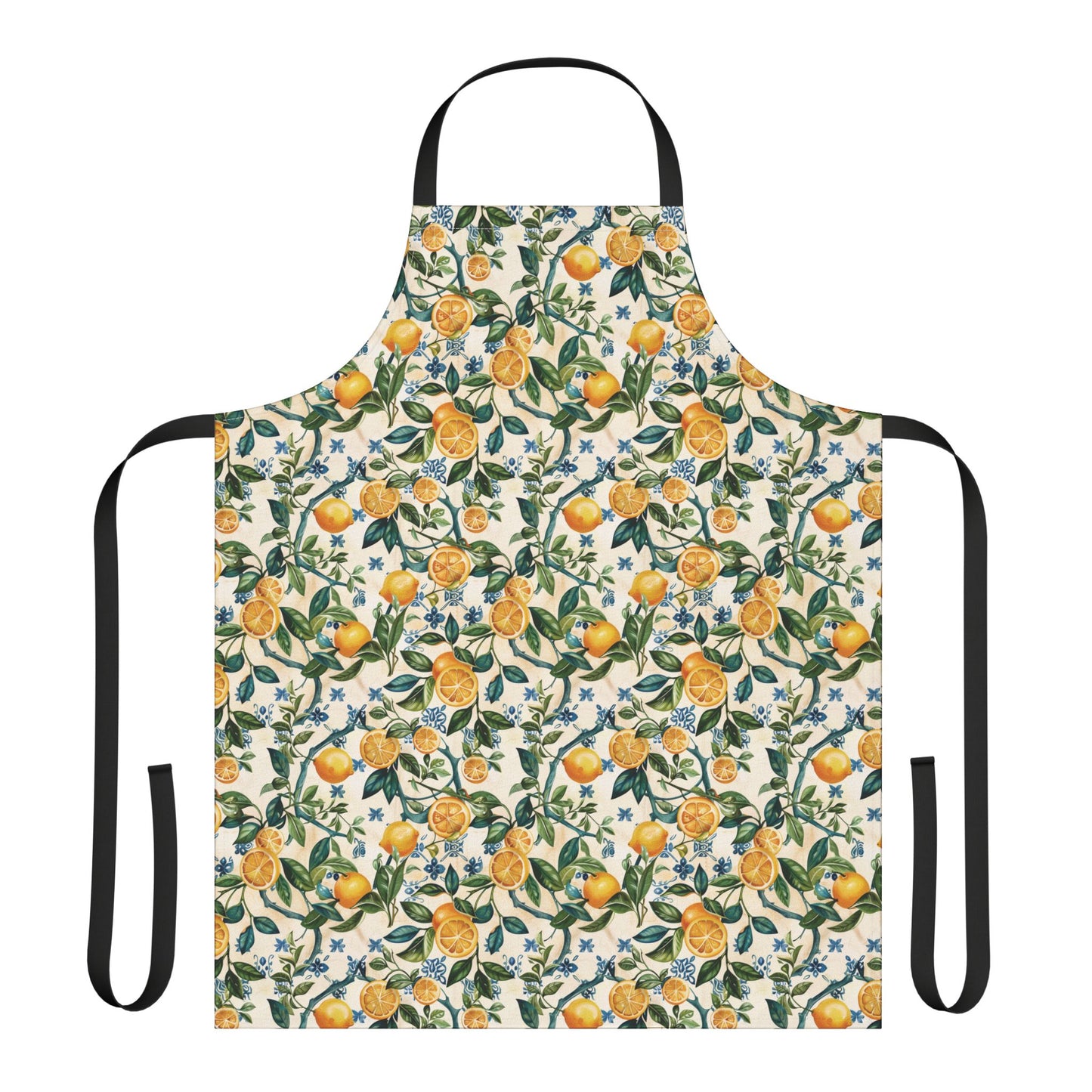 Citrus Lemon Blossom Apron | Kitchen Apron with Floral Fruit Pattern