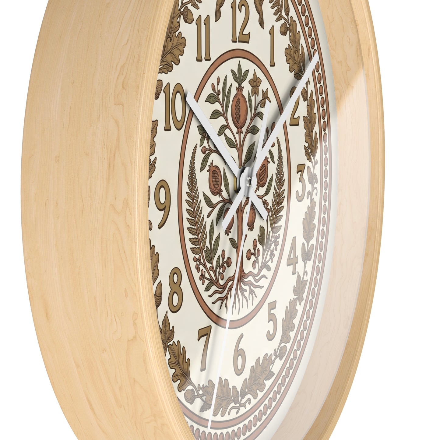 Pomegranate Medallion Wall Clock | Vintage Botanical Folk Art Ornamental