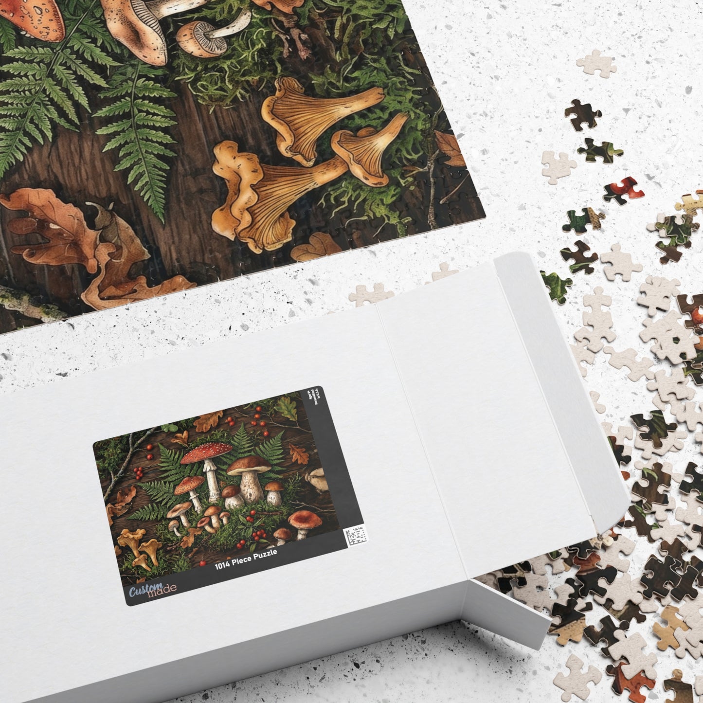 Woodland Mushroom Illustration Puzzle | 110, 252, 520, or 1014 Jigsaw Puzzle
