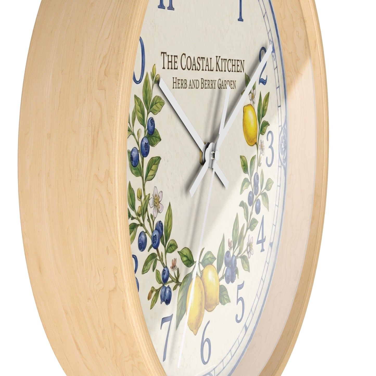 Lemon & Blueberry Wreath Wall Clock | Coastal Kitchen Herb Garden