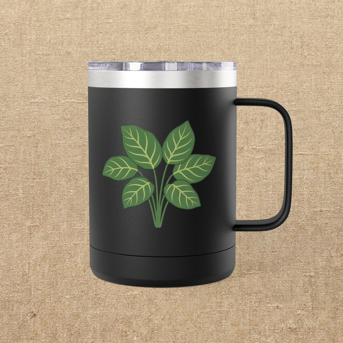 Green Leaves Plant Illustration Tumbler | 15oz Stainless Mug