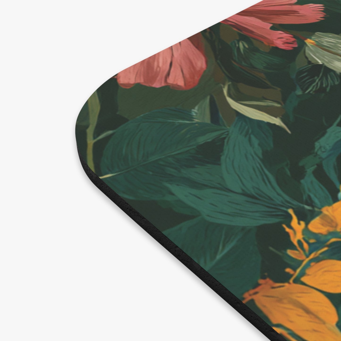 Vintage Floral Pattern Mouse Pad | Dark Green Botanical Desk Mat
