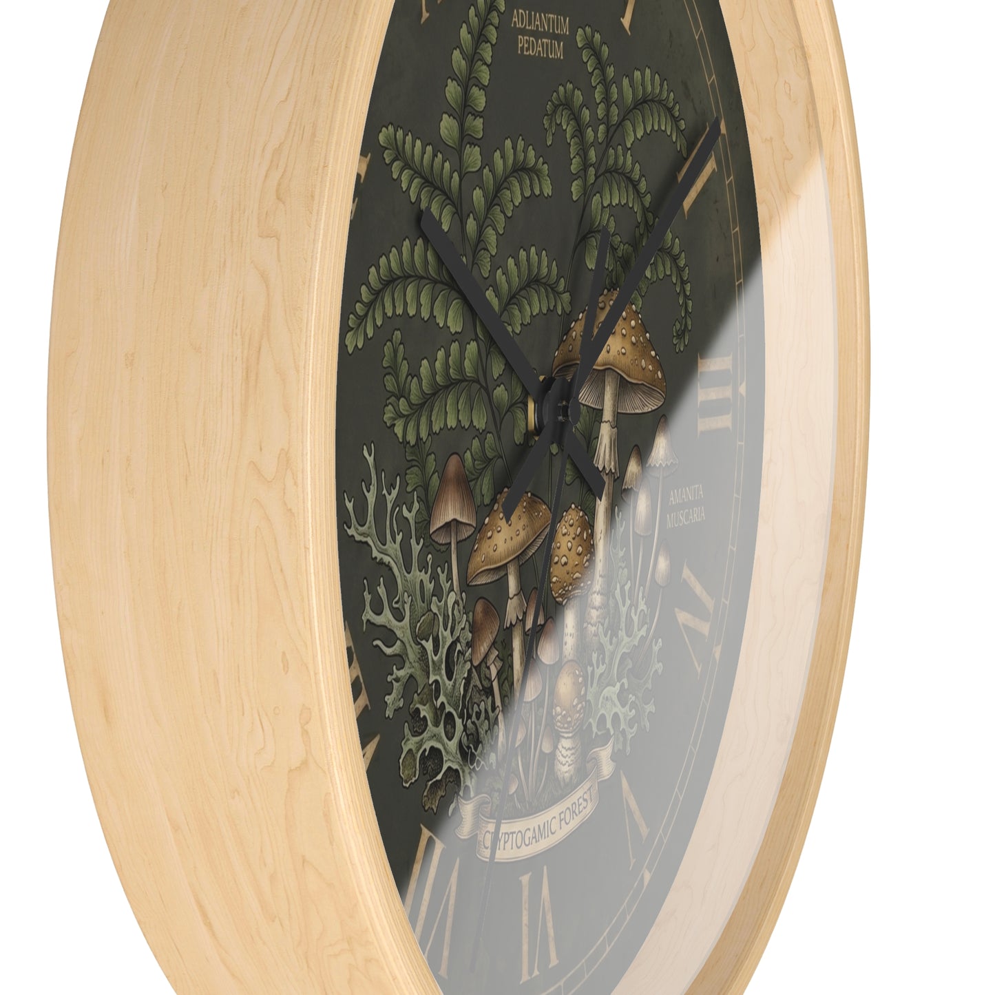 Mushroom Botanical Wall Clock | Vintage Fern Illustration