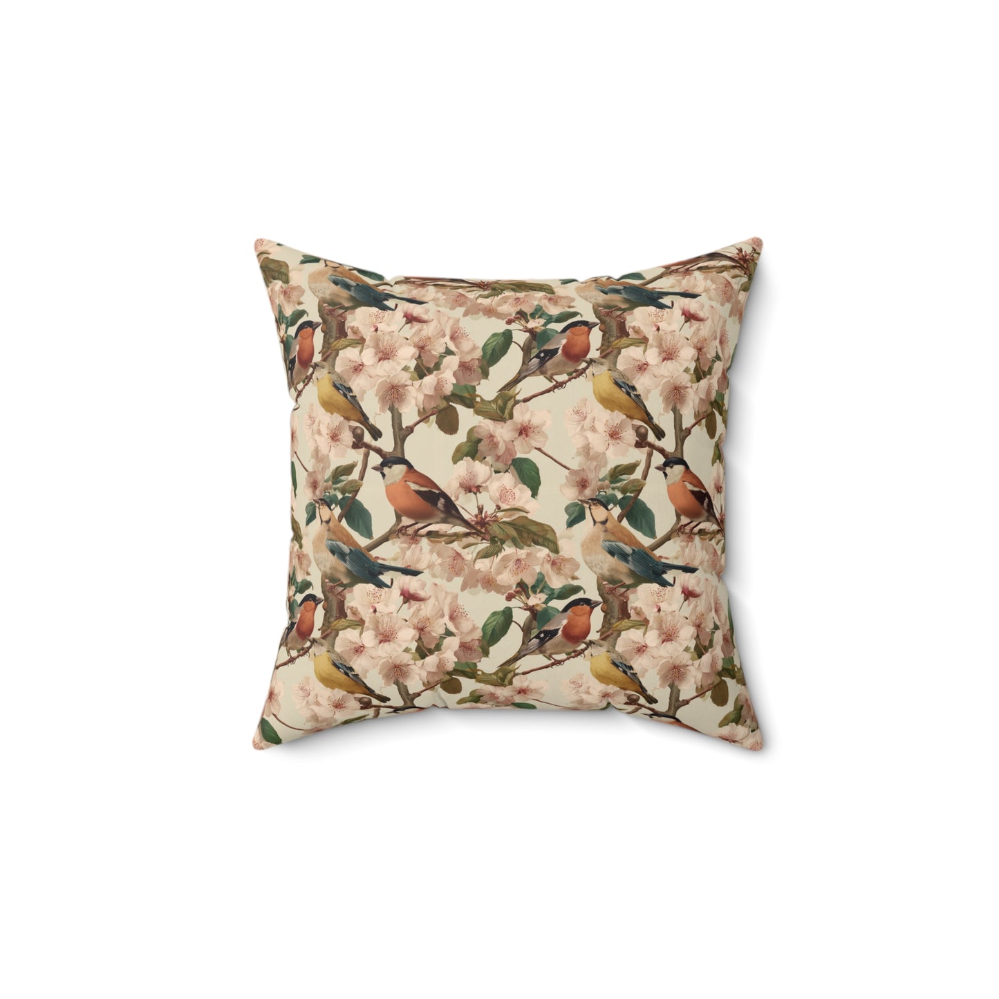 Vintage Bird Floral Pillow | Throw Pillow, Botanical Songbirds Pattern