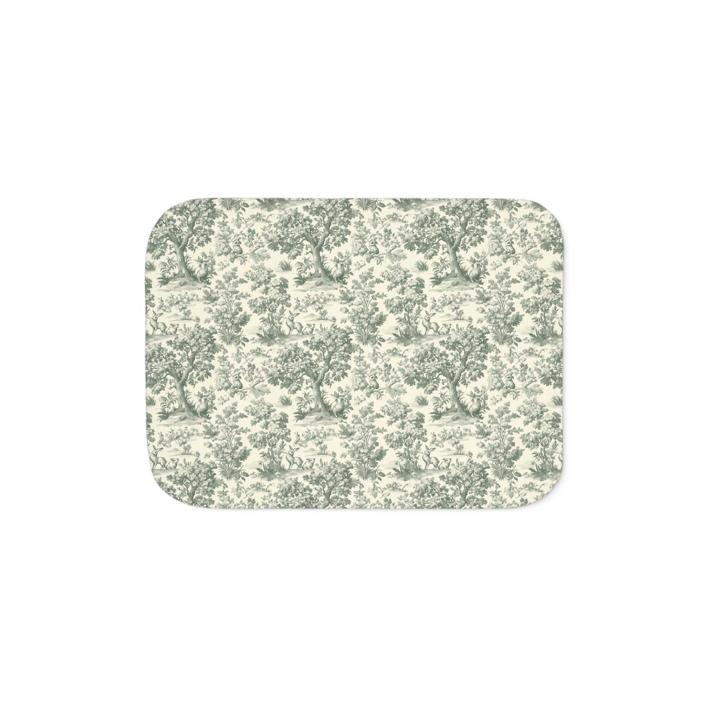 Toile de Jouy Cottage Pattern Sherpa Blanket | Vintage Scenic Toile, Cozy Throw