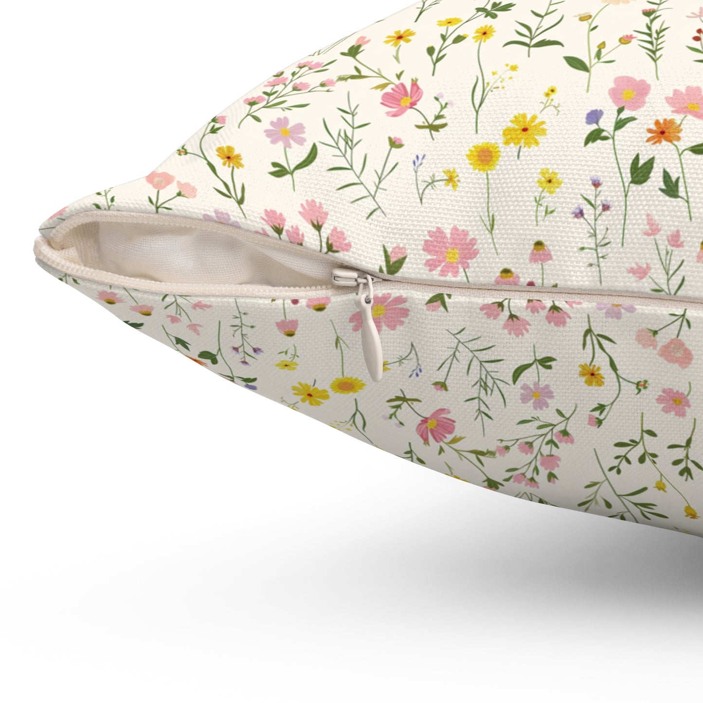 Wildflower Meadow Pillow | Botanical Floral Pattern Square Pillow