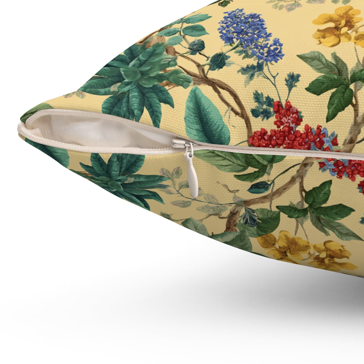 Vintage Floral Pattern Spun Polyester Square Pillow | Botanical Throw Pillow