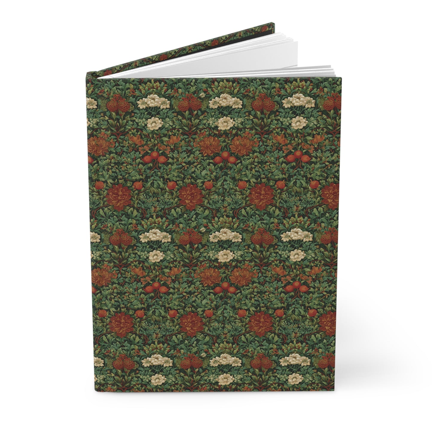 Vintage William Morris Style Botanical Pattern Hardcover Journal | Floral Pumpkin Vine Notebook