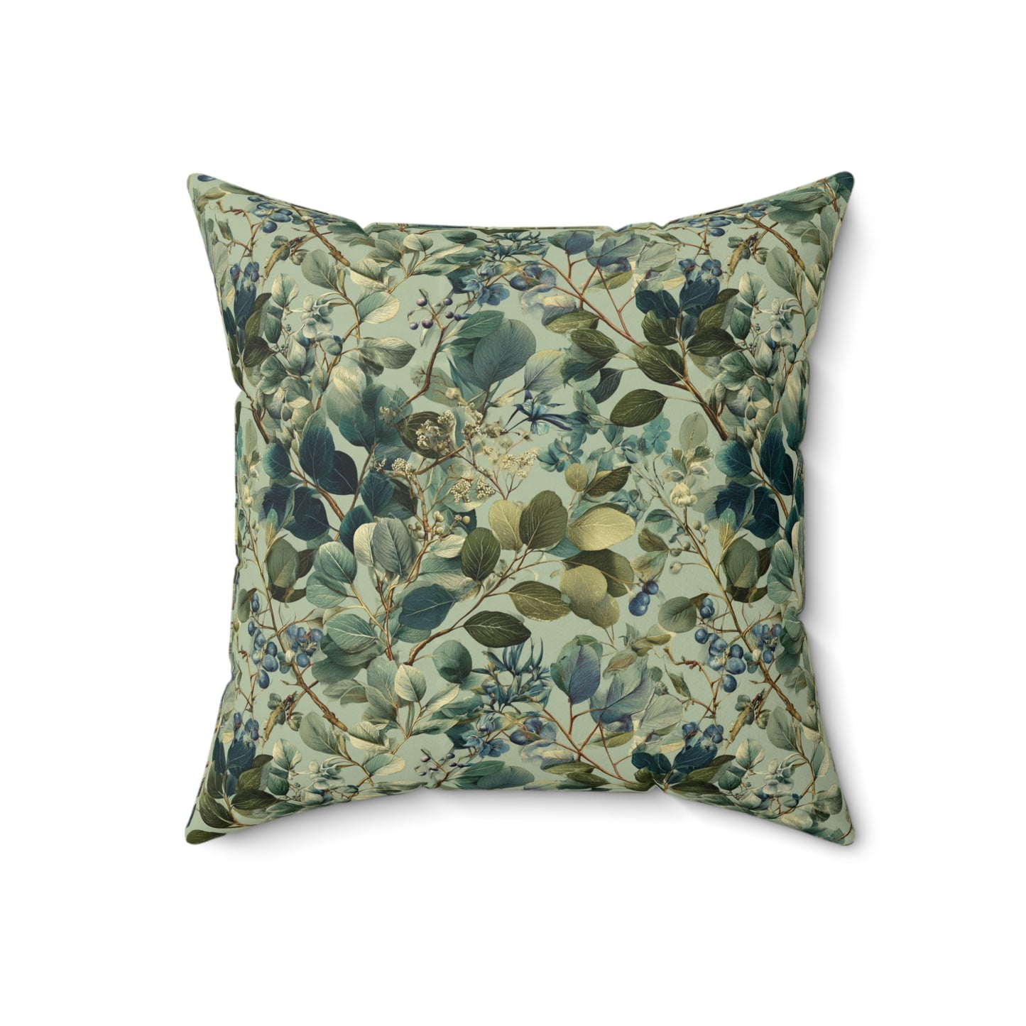 Vintage Botanical Leaves Pillow | Green Floral Throw Pillow