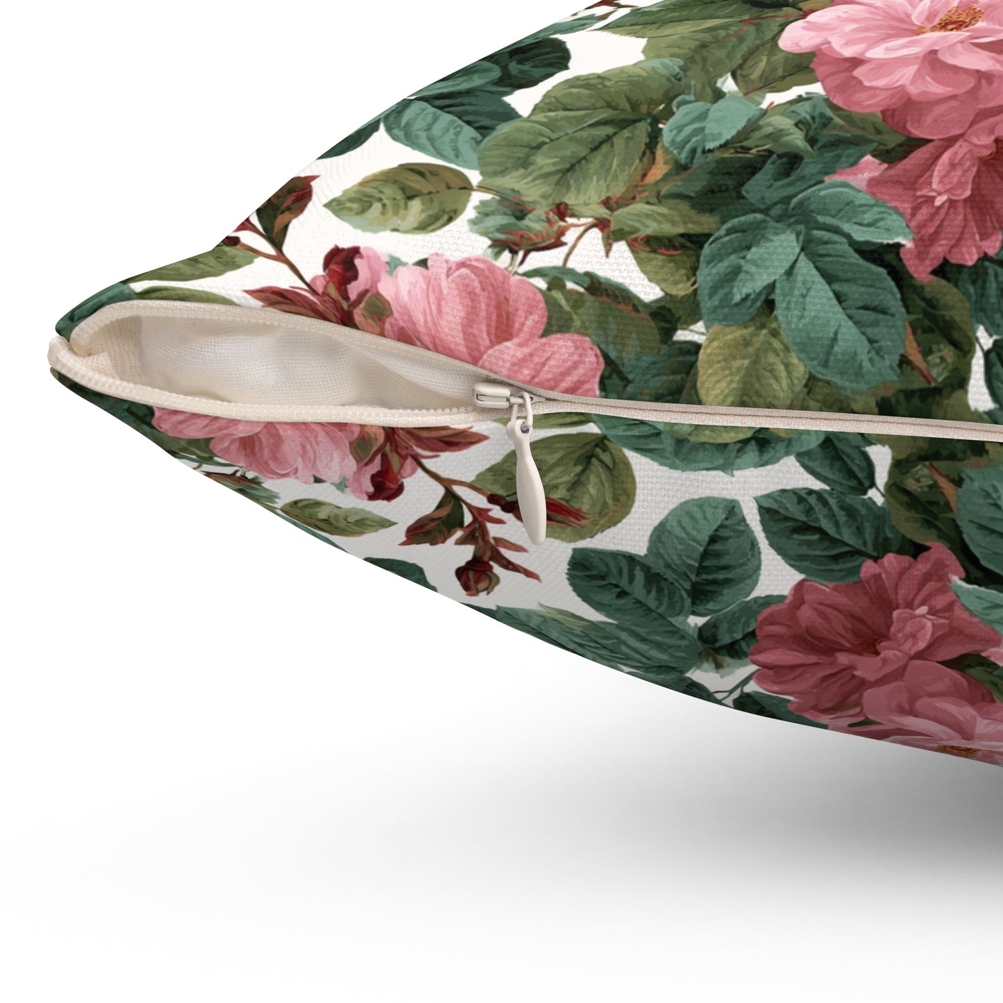 Vintage Pink Rose Floral Print Pillow | Square Pillow