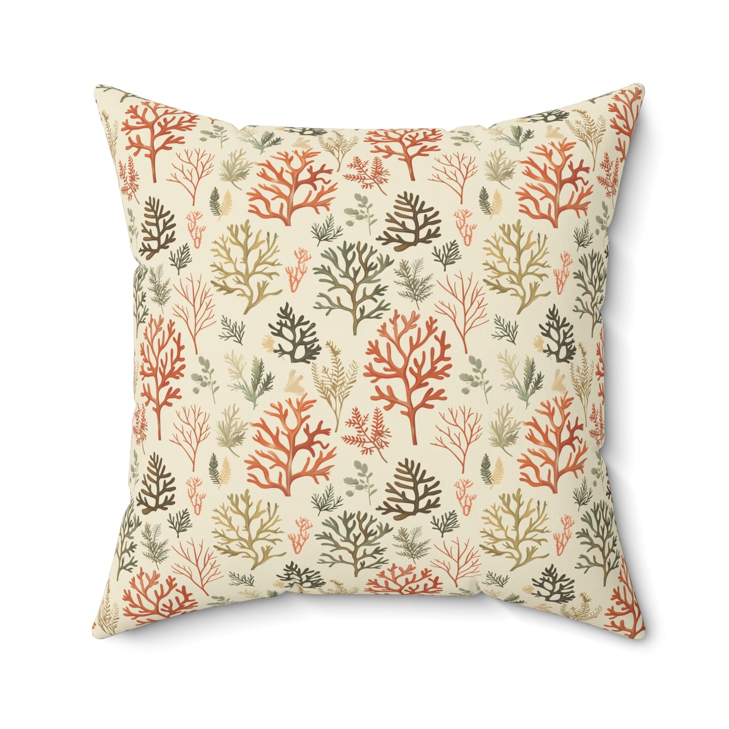 Coral Reef Pattern Pillow | Square Throw Pillow, Coastal Home Decor