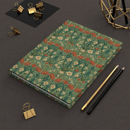 William Morris Style Floral Pattern Hardcover Journal | Botanical Vintage Notebook