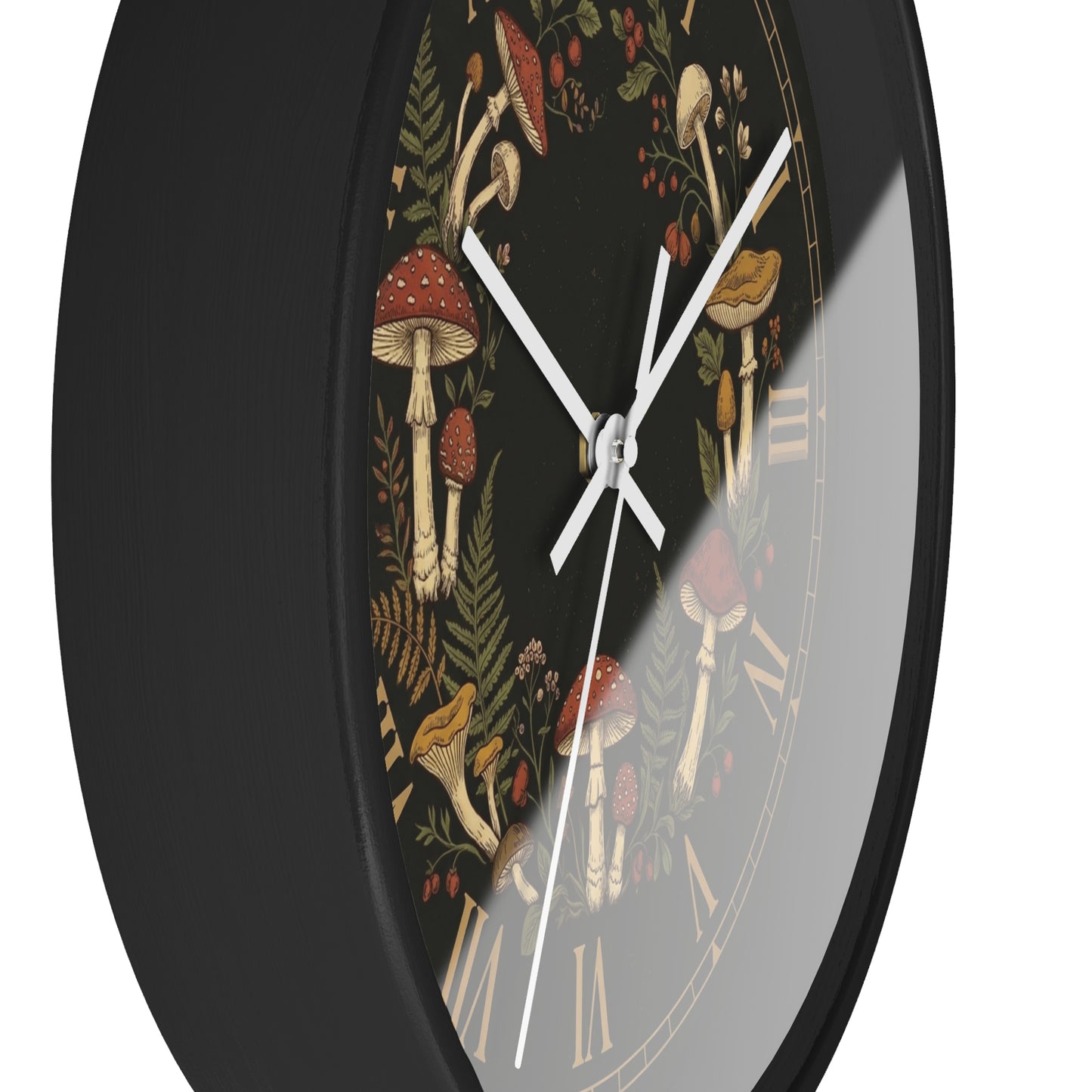 Vintage Mushroom Wreath Wall Clock | Botanical Roman Numerals