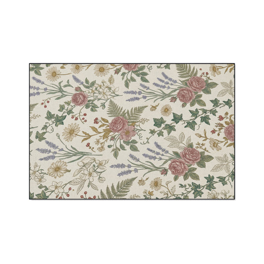 Vintage Wildflower Floral Floor Mat | Cottagecore Entryway Rug