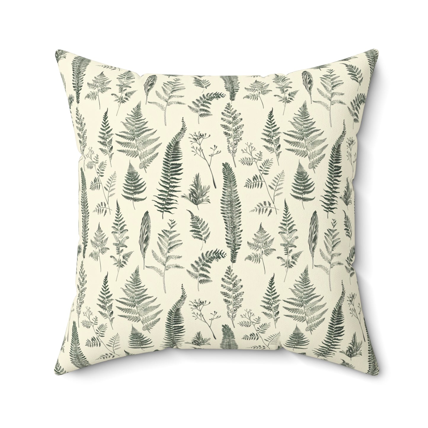 Fern Pattern Pillow | Botanical Leaf Print Square Pillow