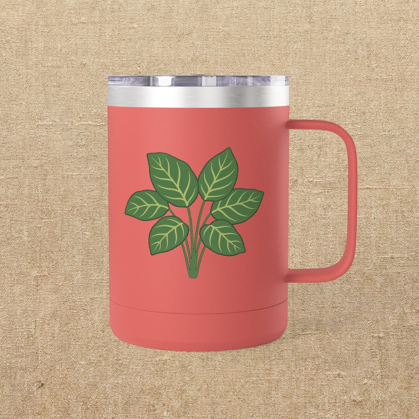 Green Leaves Plant Illustration Tumbler | 15oz Stainless Mug
