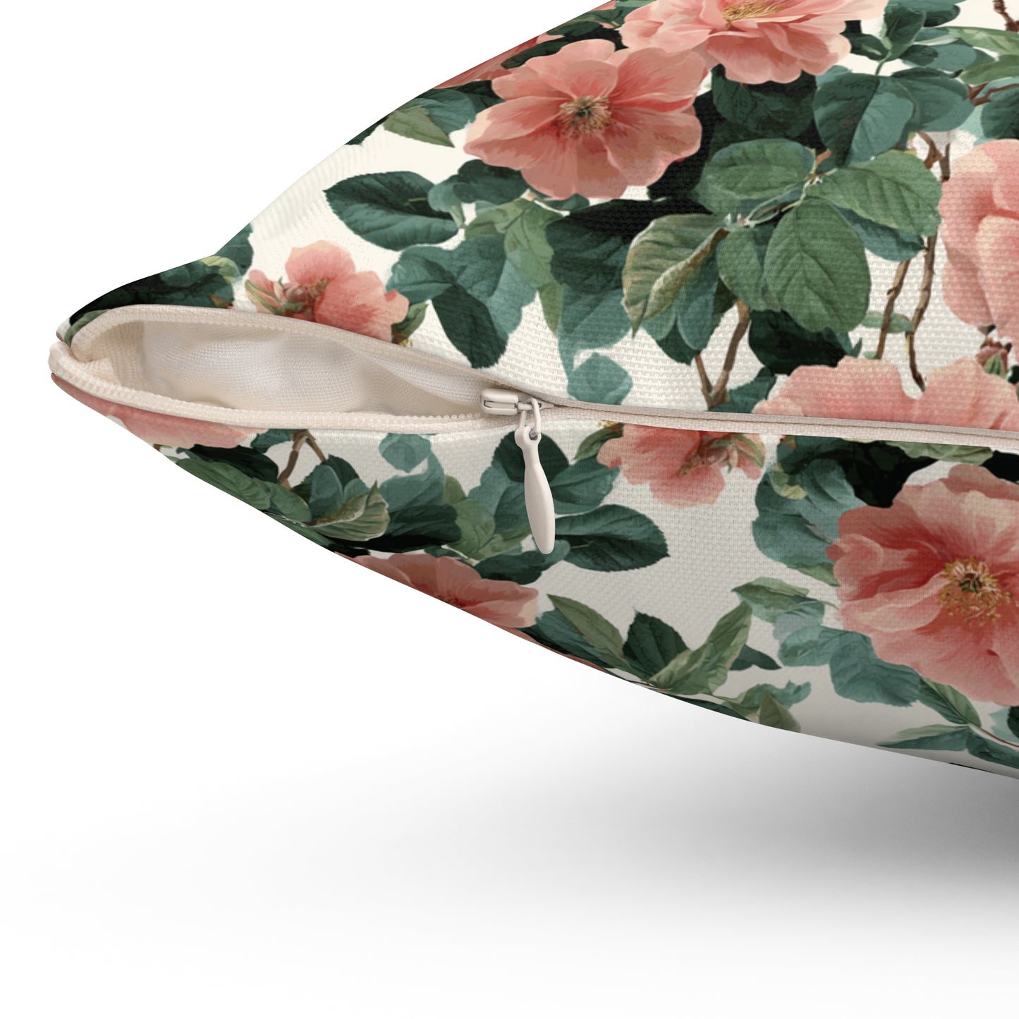 Vintage Pink Roses Floral Pillow | Spun Polyester Square Pillow