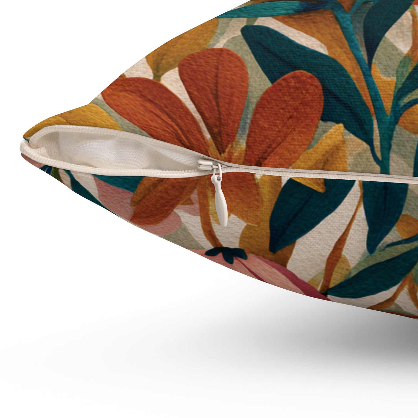 Autumn Floral Pattern Pillow | Botanical Throw Pillow, Colorful Leaves