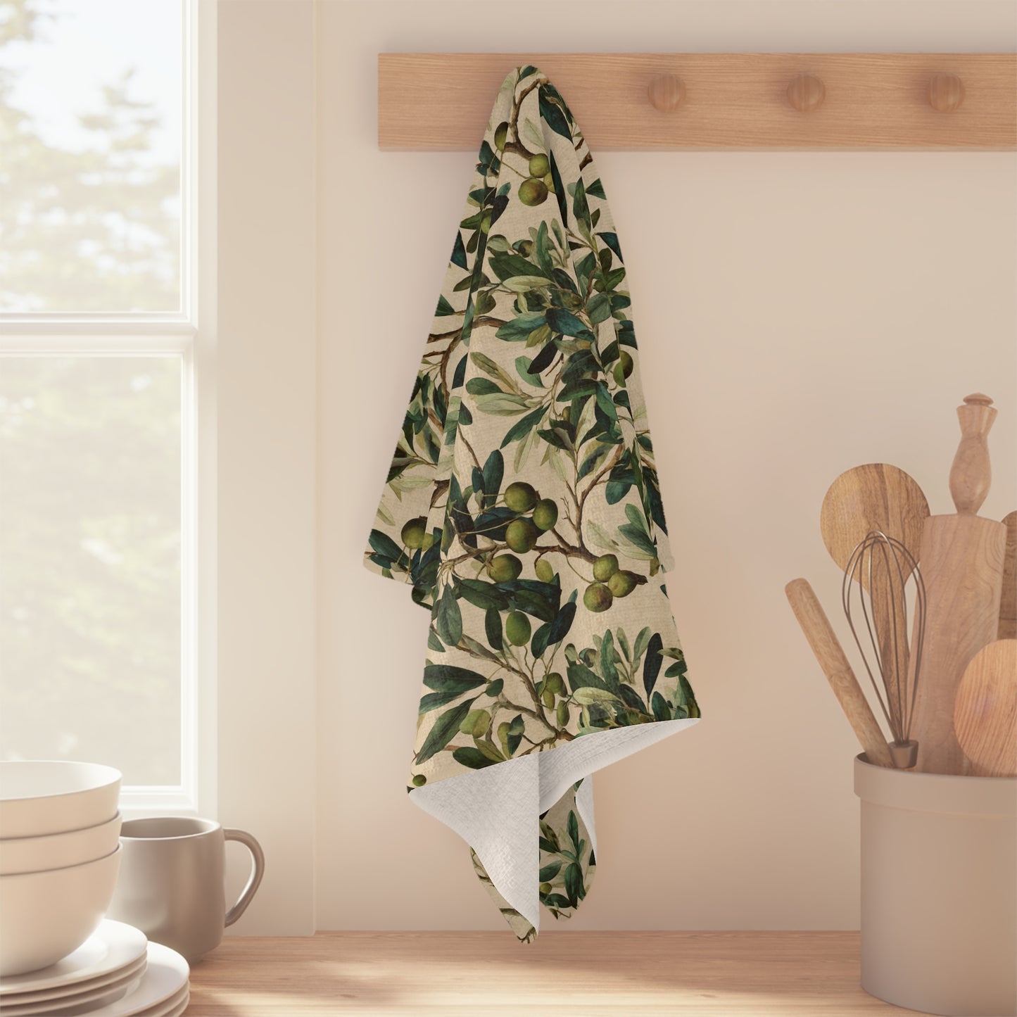 Olive Branch Pattern Tea Towel | Microfiber