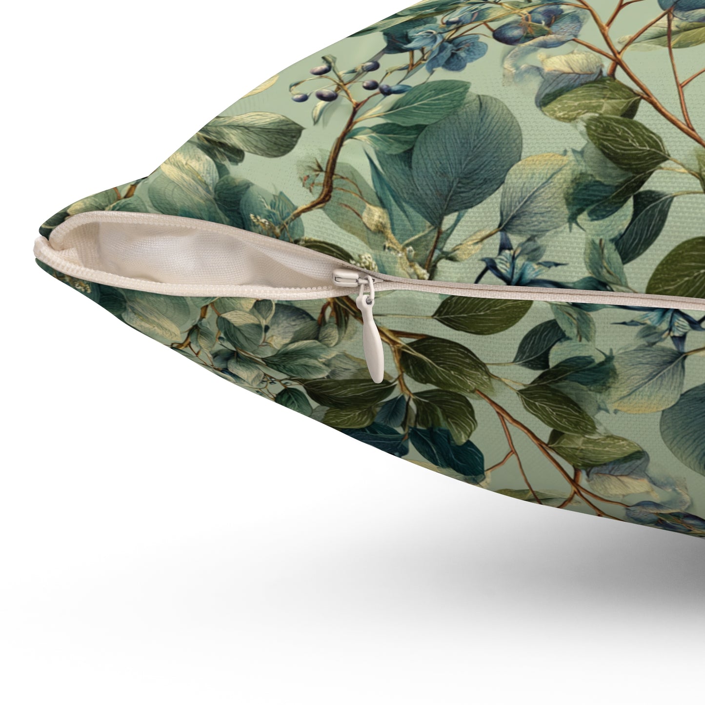 Vintage Botanical Leaves Pillow | Green Floral Throw Pillow