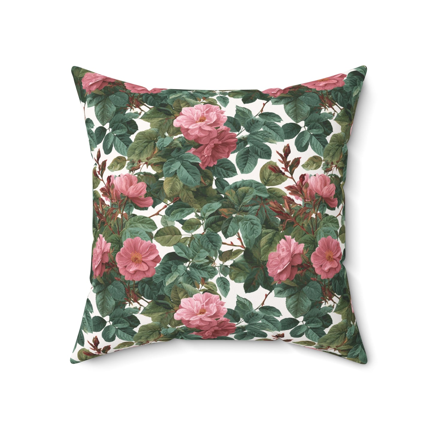 Vintage Pink Rose Floral Print Pillow | Square Pillow