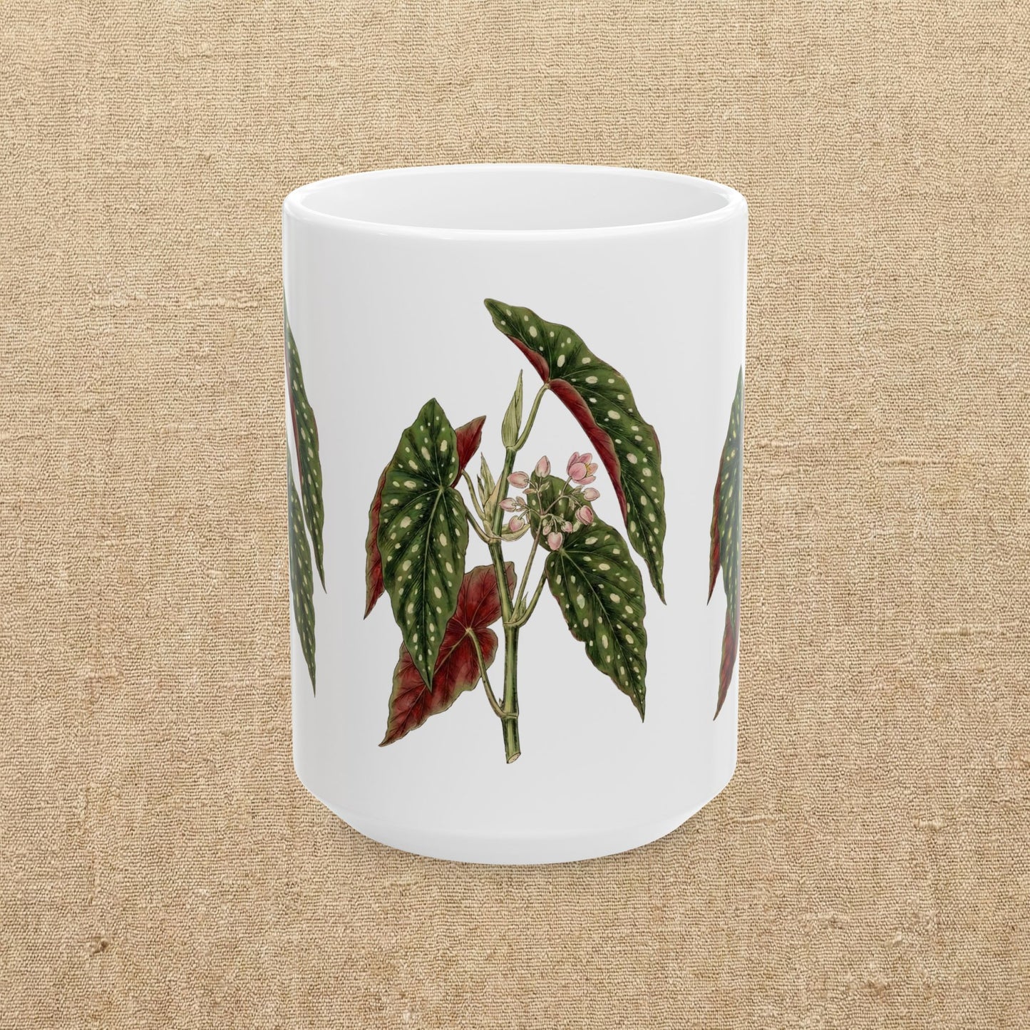 Begonia Maculata Illustration Mug | Polka Dot Begonia Ceramic Mug