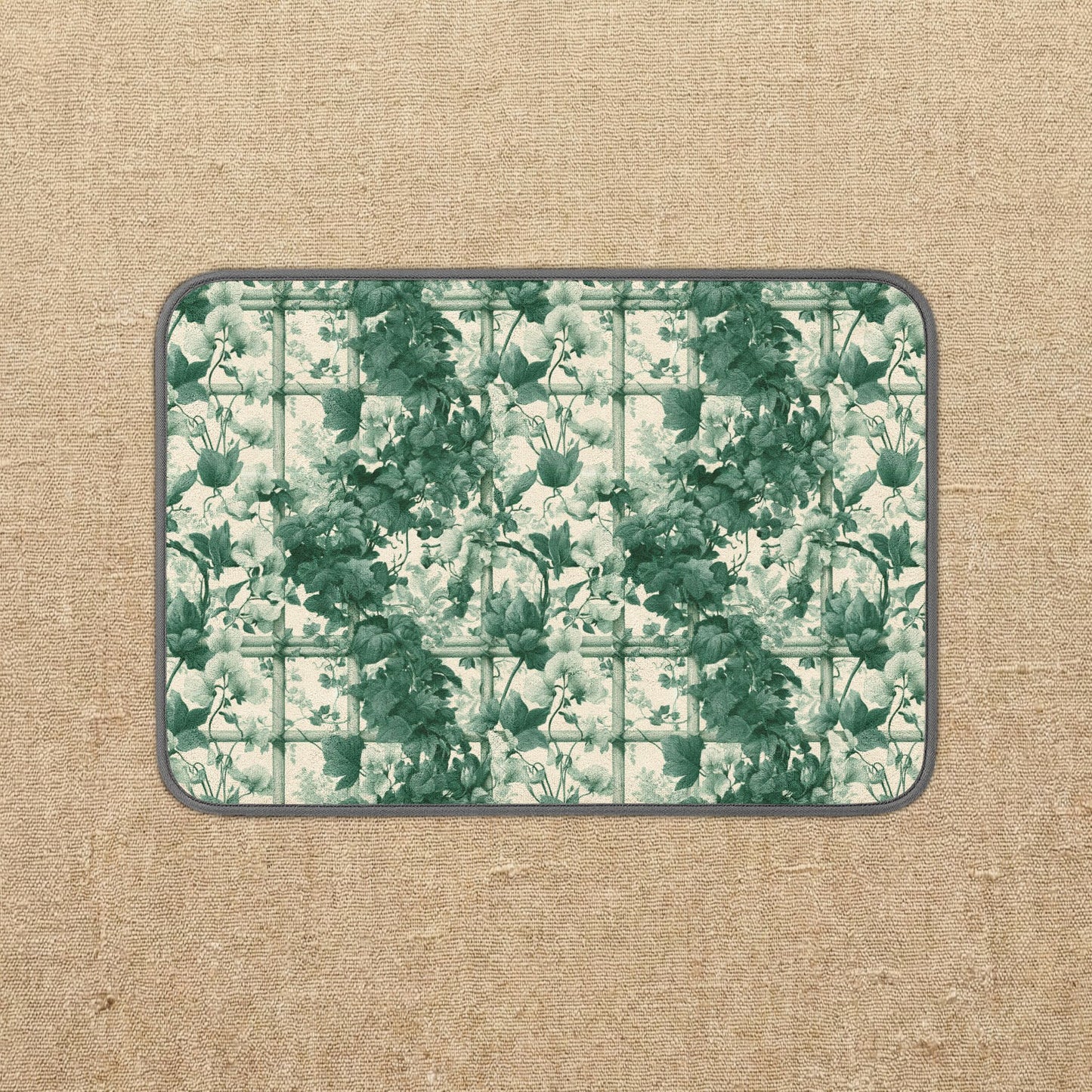 Green Botanical Tile Pattern Microfiber Dish Mat | Kitchen Sink Mat