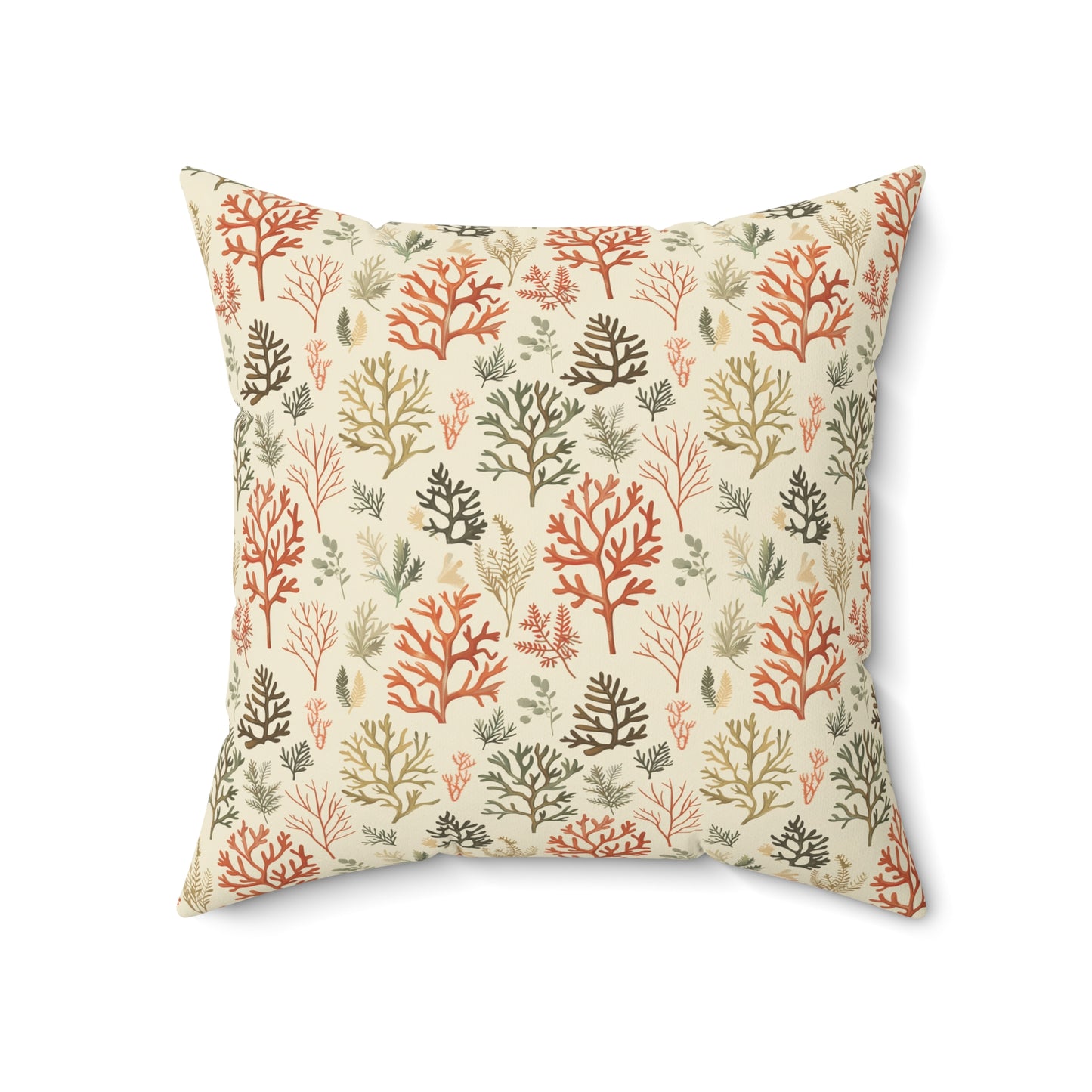 Coral Reef Pattern Pillow | Square Throw Pillow, Coastal Home Decor