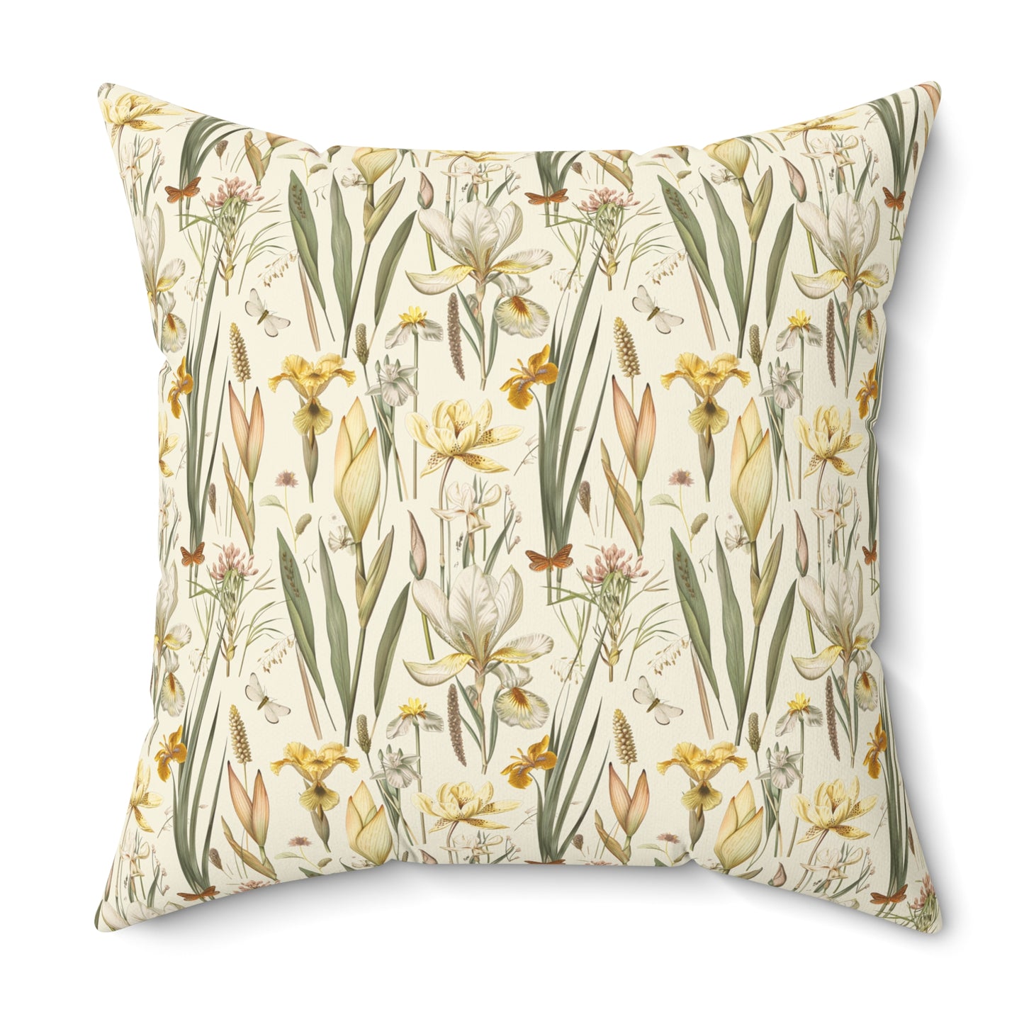 Vintage Daffodil Botanical Pillow | Yellow Spring Floral Throw Pillow