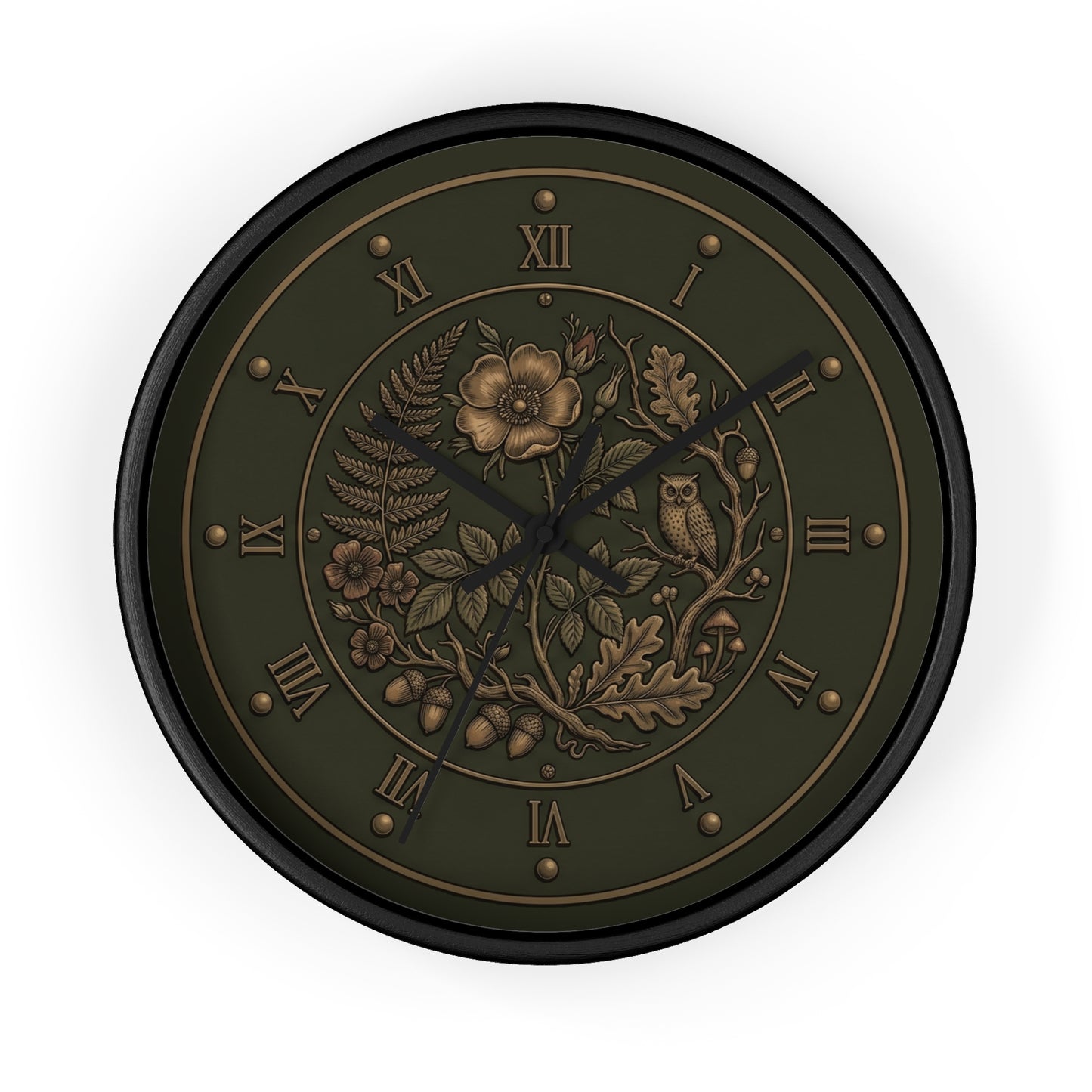 Vintage Floral Clock Wall Clock | Roman Numerals, Botanical Bird Design