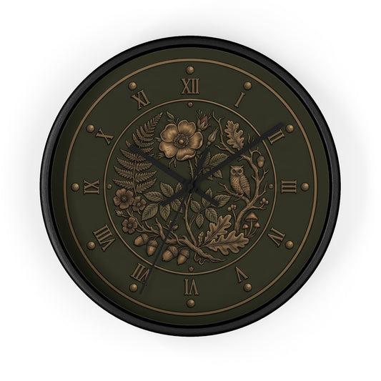 Vintage Floral Clock Wall Clock | Roman Numerals, Botanical Bird Design