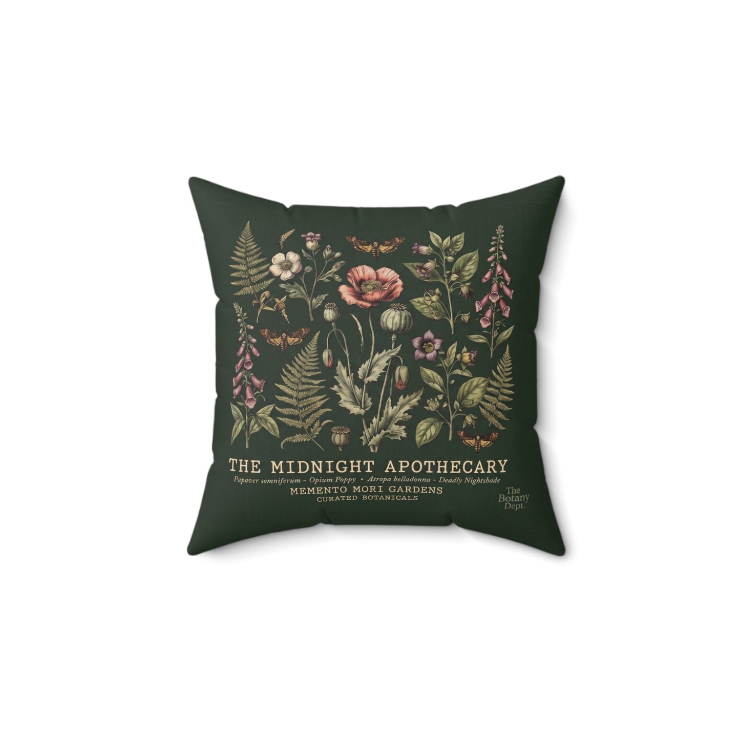 Midnight Apothecary Floral Print Pillow | Botanical Square Pillow