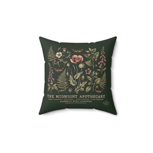 Midnight Apothecary Floral Print Pillow | Botanical Square Pillow