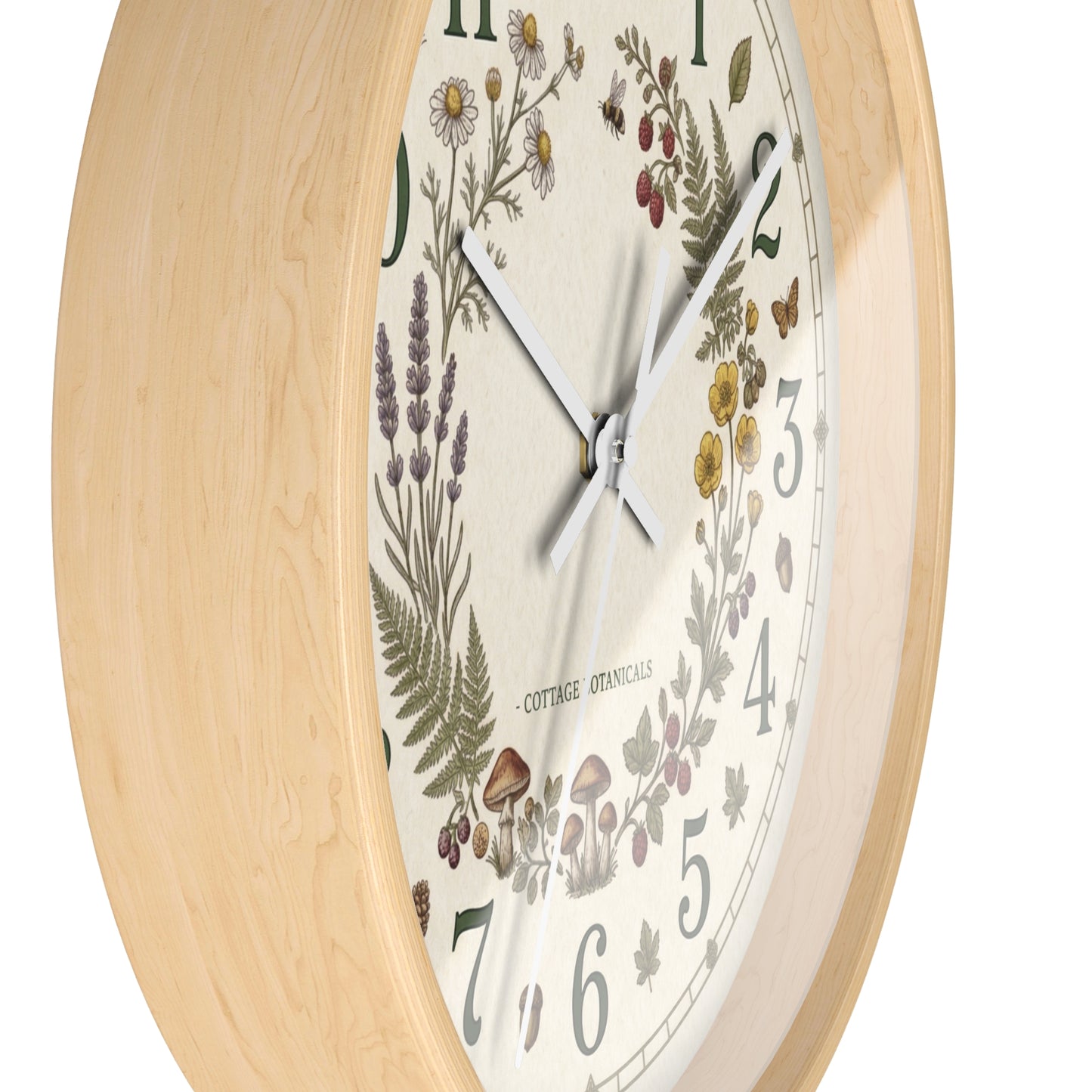 Botanical Wreath Wall Clock | Cottage Floral Timepiece