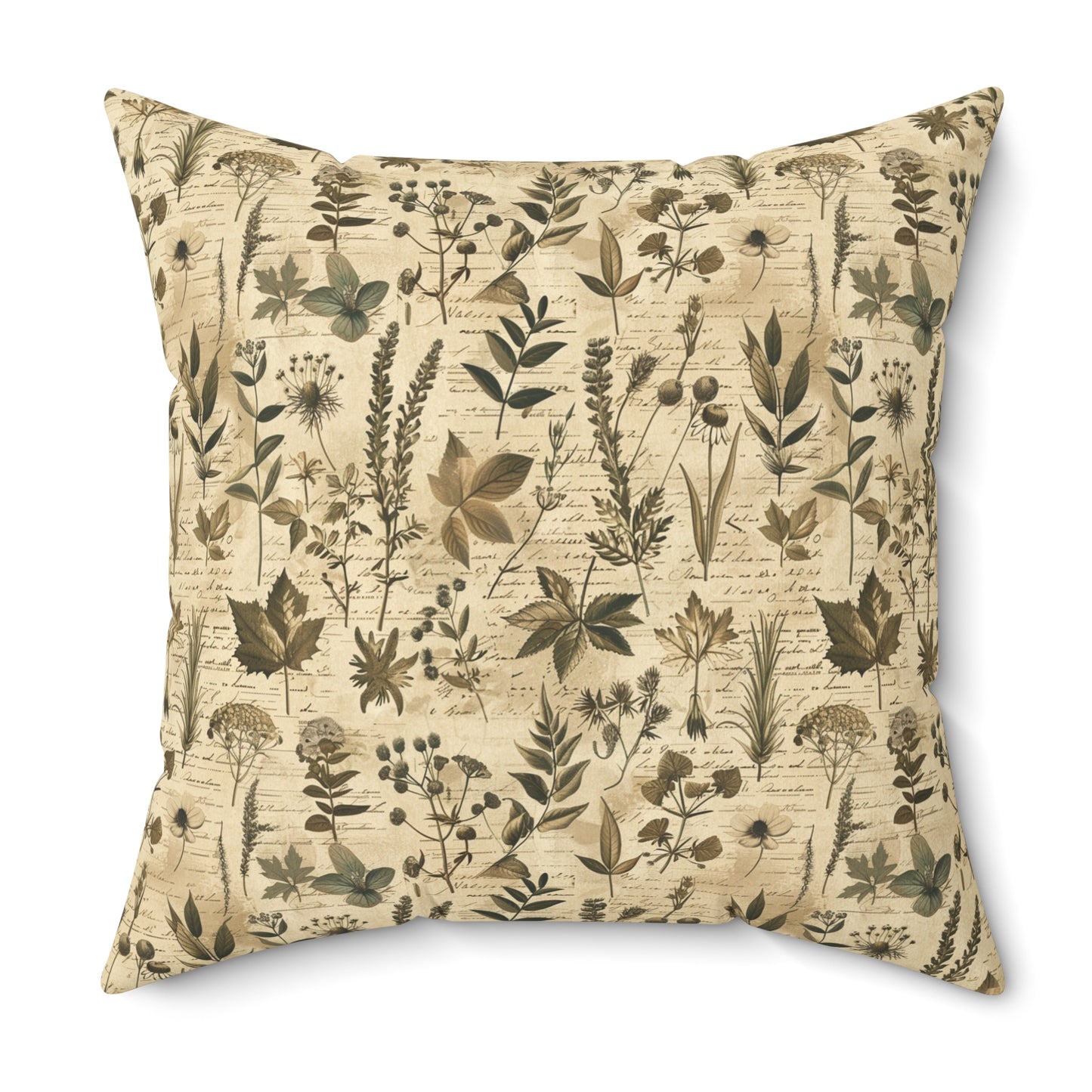 Vintage Botanical Pattern Pillow | Neutral Floral Accent Pillow