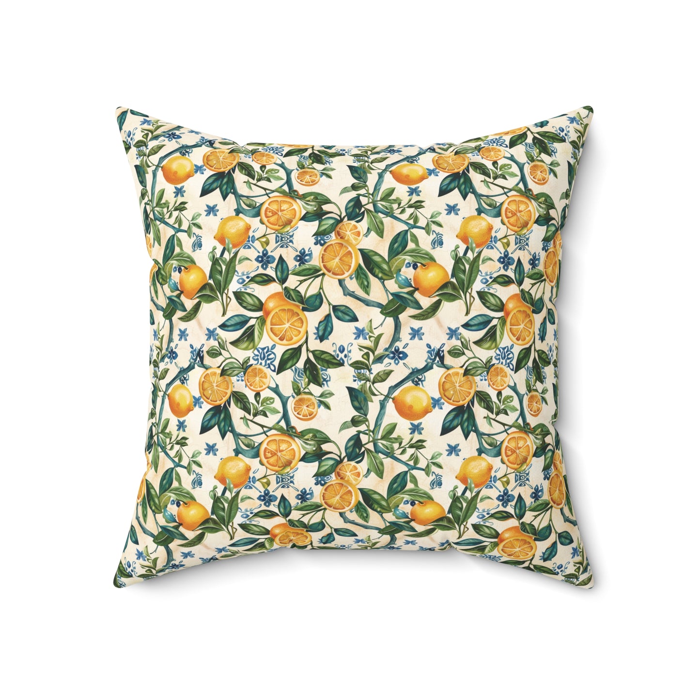 Lemon Branches Pillow | Citrus Floral Square Pillow, Botanical Home Decor