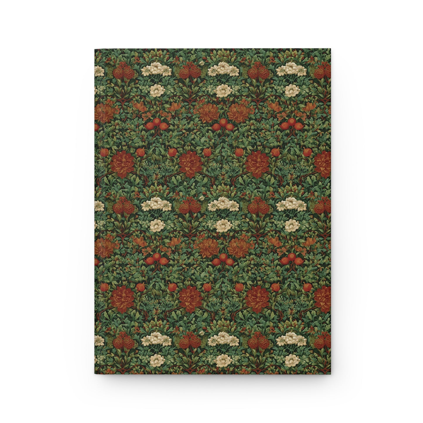 Vintage William Morris Style Botanical Pattern Hardcover Journal | Floral Pumpkin Vine Notebook