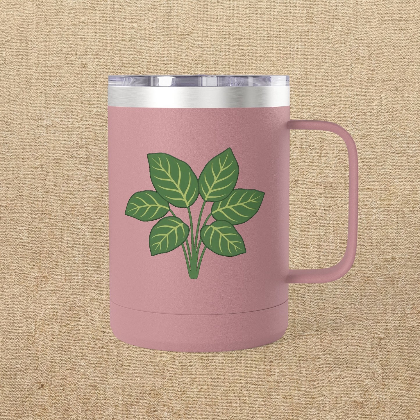Green Leaves Plant Illustration Tumbler | 15oz Stainless Mug