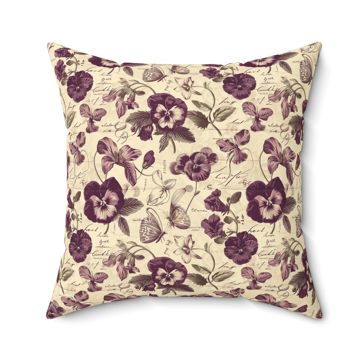 Vintage Pansy Floral Pillow | Purple Botanical Pattern
