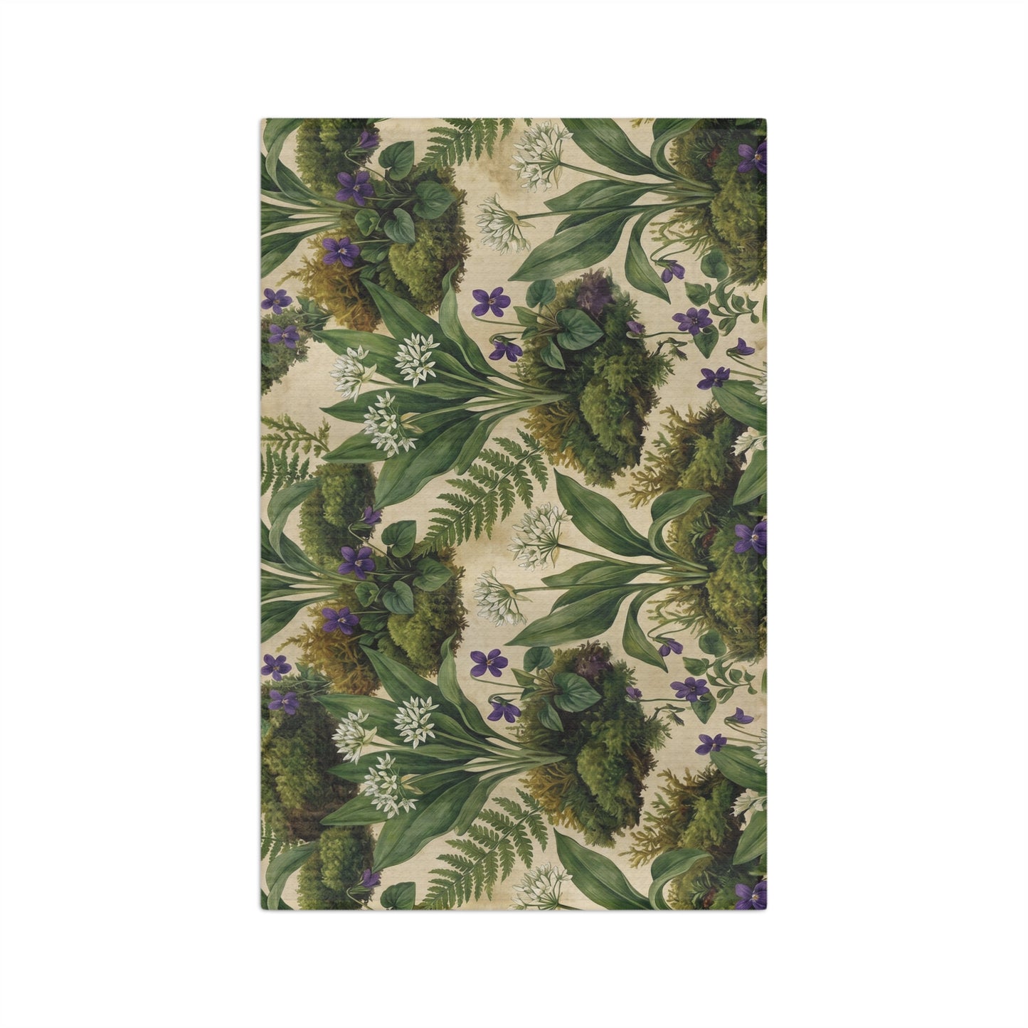 Vintage Fern and Violet Botanical Microfiber Tea Towel | Floral Kitchen Towel