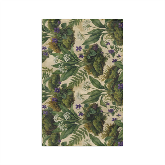 Vintage Fern and Violet Botanical Microfiber Tea Towel | Floral Kitchen Towel