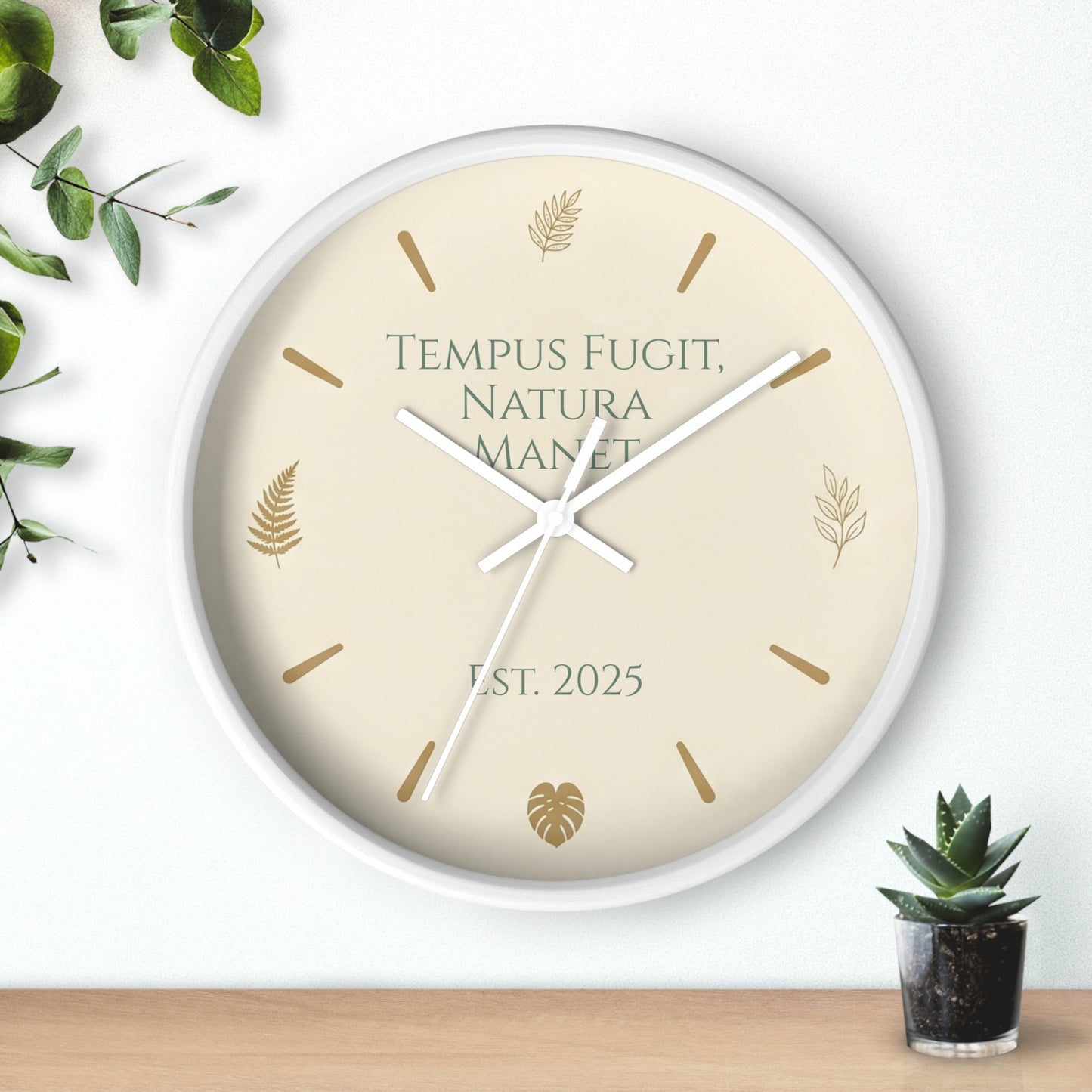 Custom Botanical Clock - Minimalist Fern Monstera Wall Decor - Personalized Timepiece