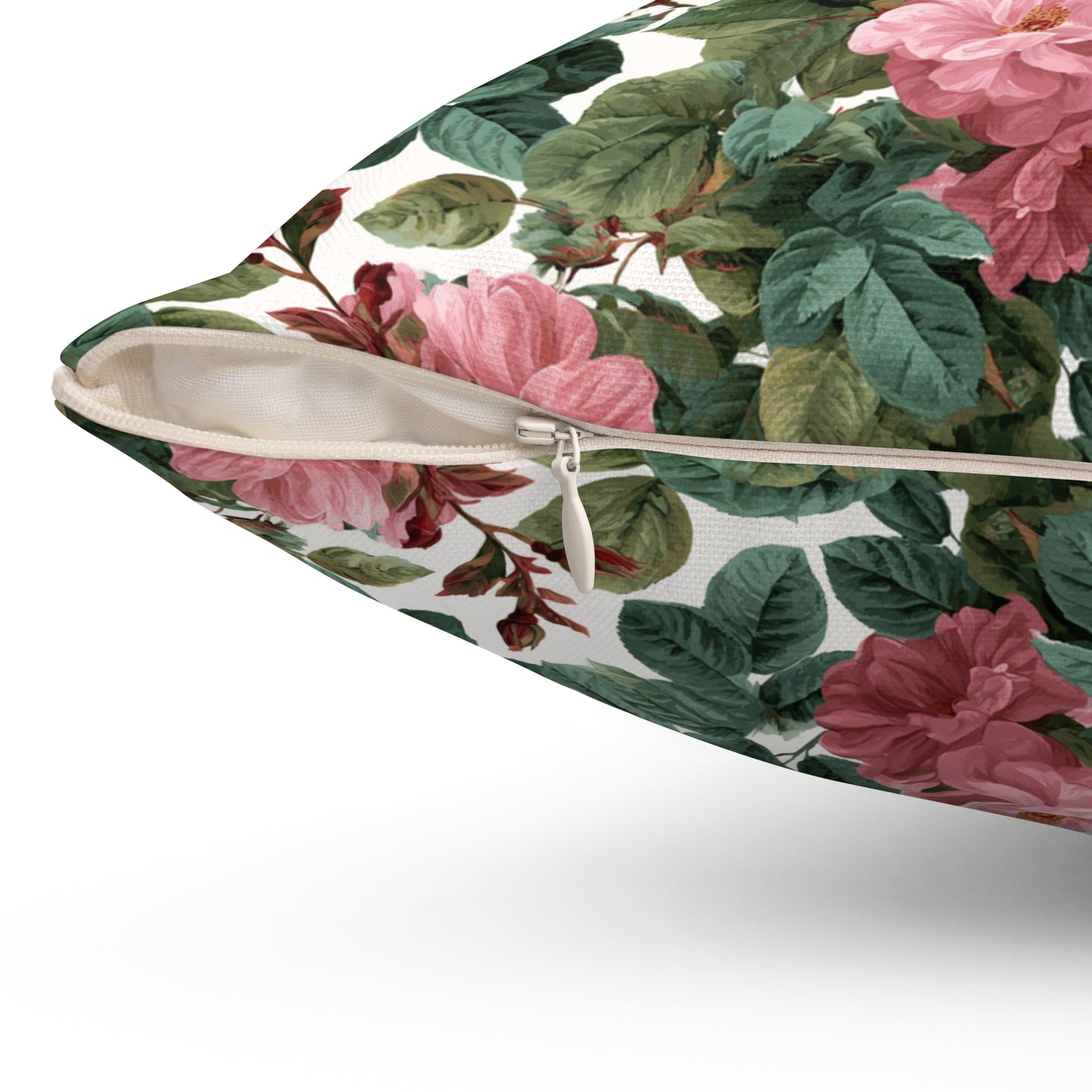 Vintage Pink Rose Floral Print Pillow | Square Pillow