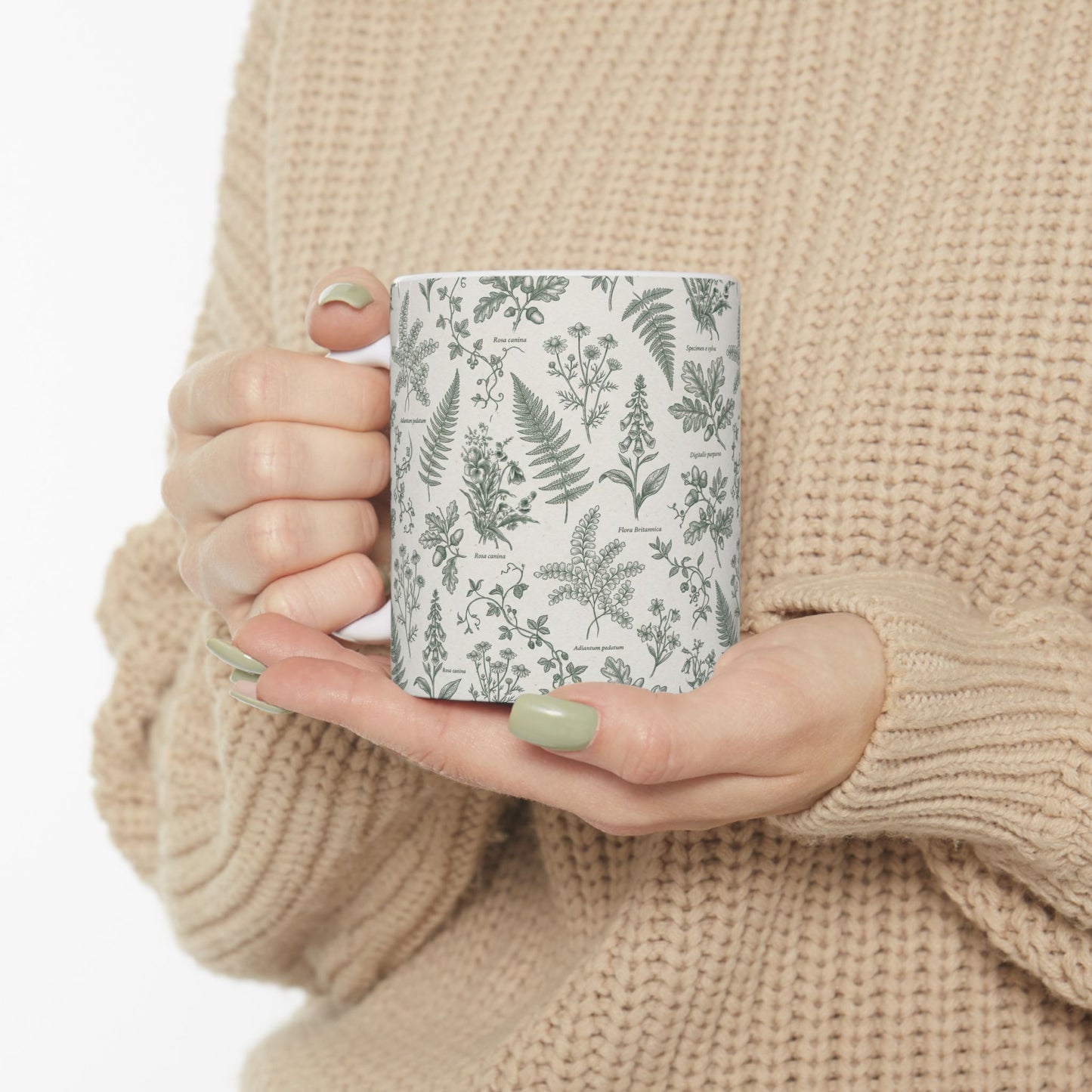 Vintage Botanical Ferns Mug | Green Floral Ceramic Mug