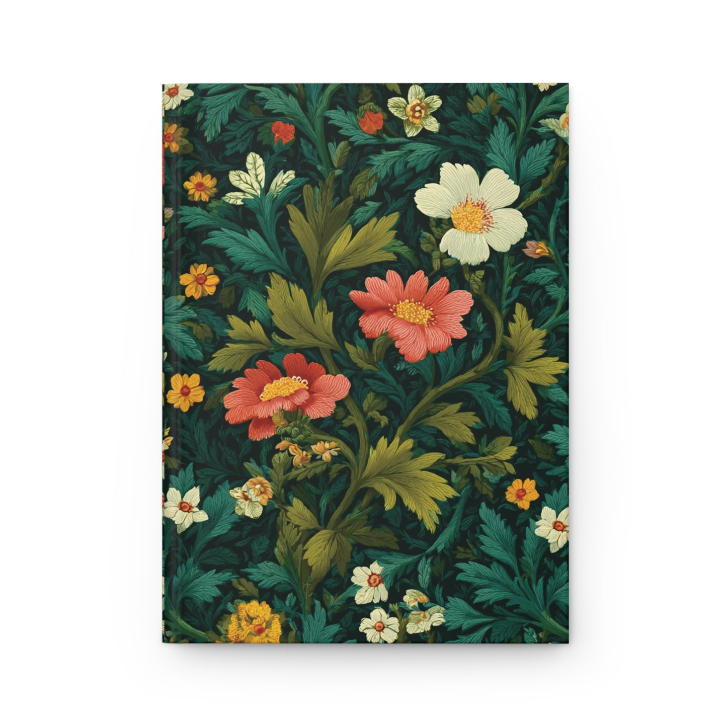 Vintage Floral Pattern Hardcover Journal | Dark Green Botanical Notebook